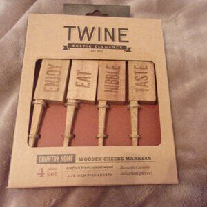 New Twine Rustic Elegance Wooden Cheese Markers Set Of 4